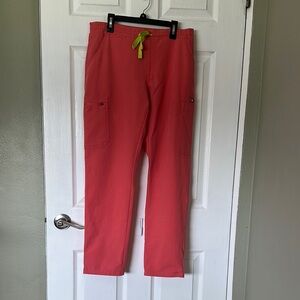 Figs Coral Pants with Lime Accent